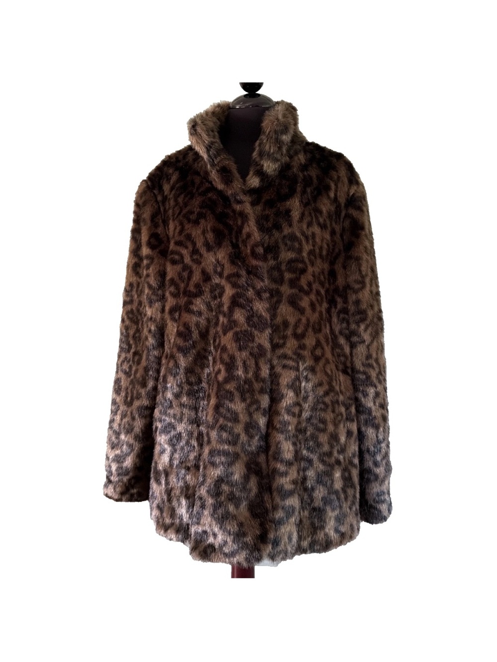 NWT Garnet Hill Velvet by Graham & Spencer Leopard Print Faux Fur Coat Size XL - Picture 2 of 12